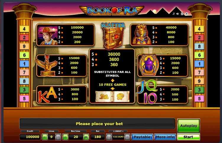 Screenshot di Book Of Ra