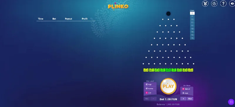 Screenshot di Plinko