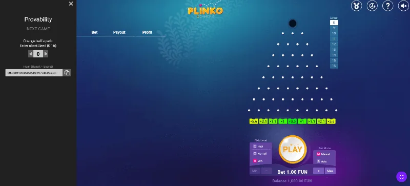 Screenshot di Plinko