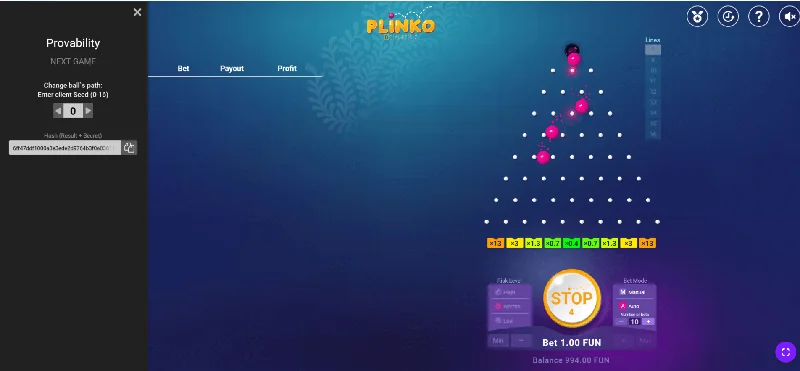 Screenshot di Plinko