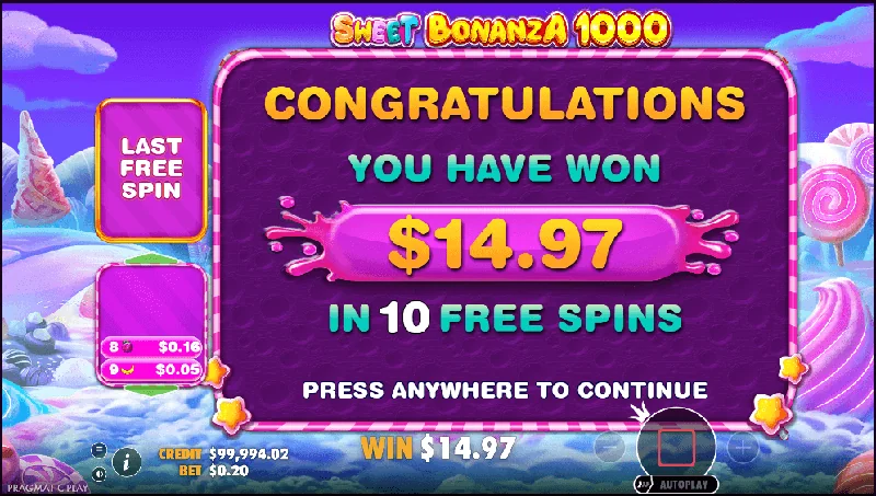 Screenshot di Sweet Bonanza 1000